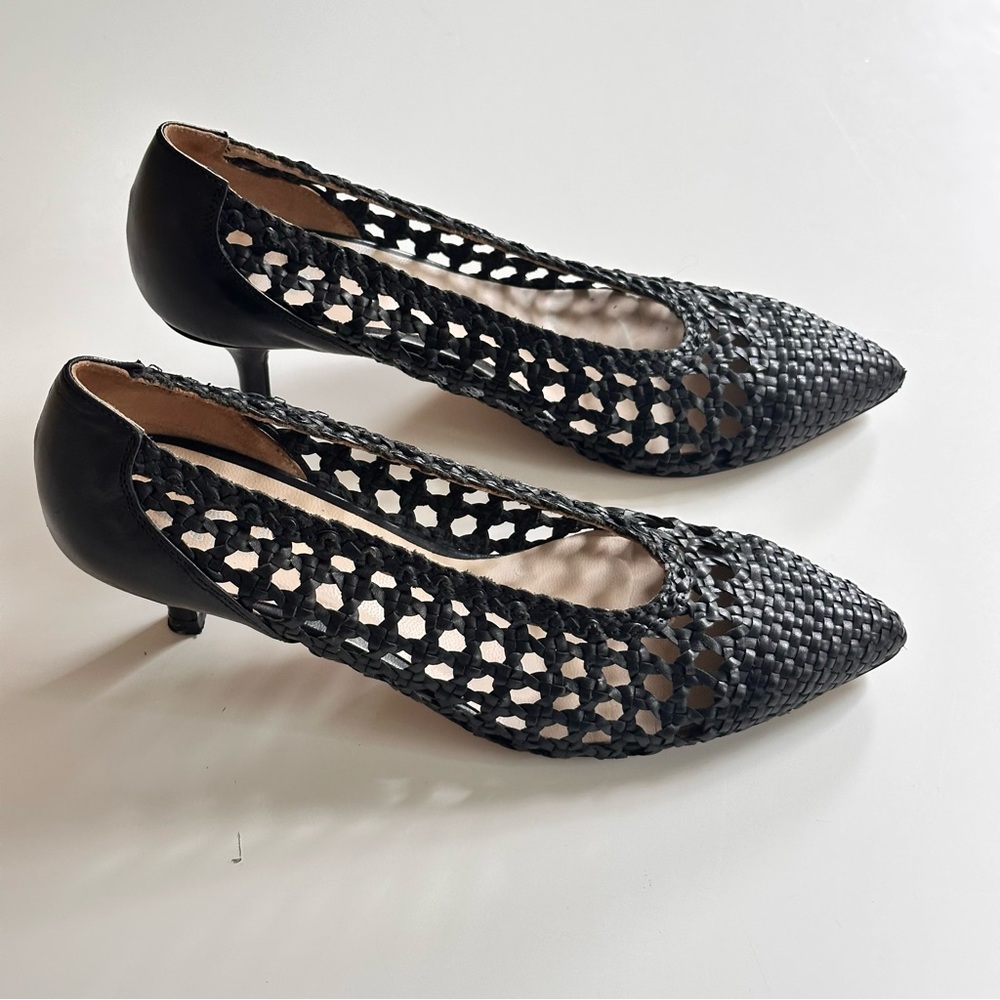 Stiu Woven Leather Kitten Heels